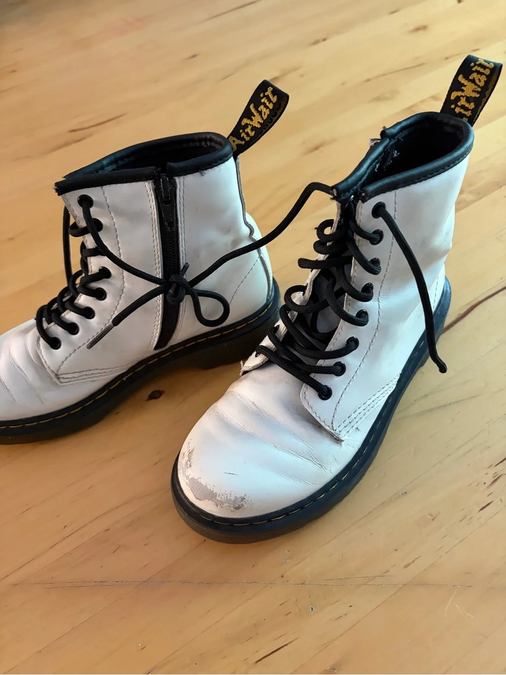Dr. Martens White and Black Lace-Up Boots